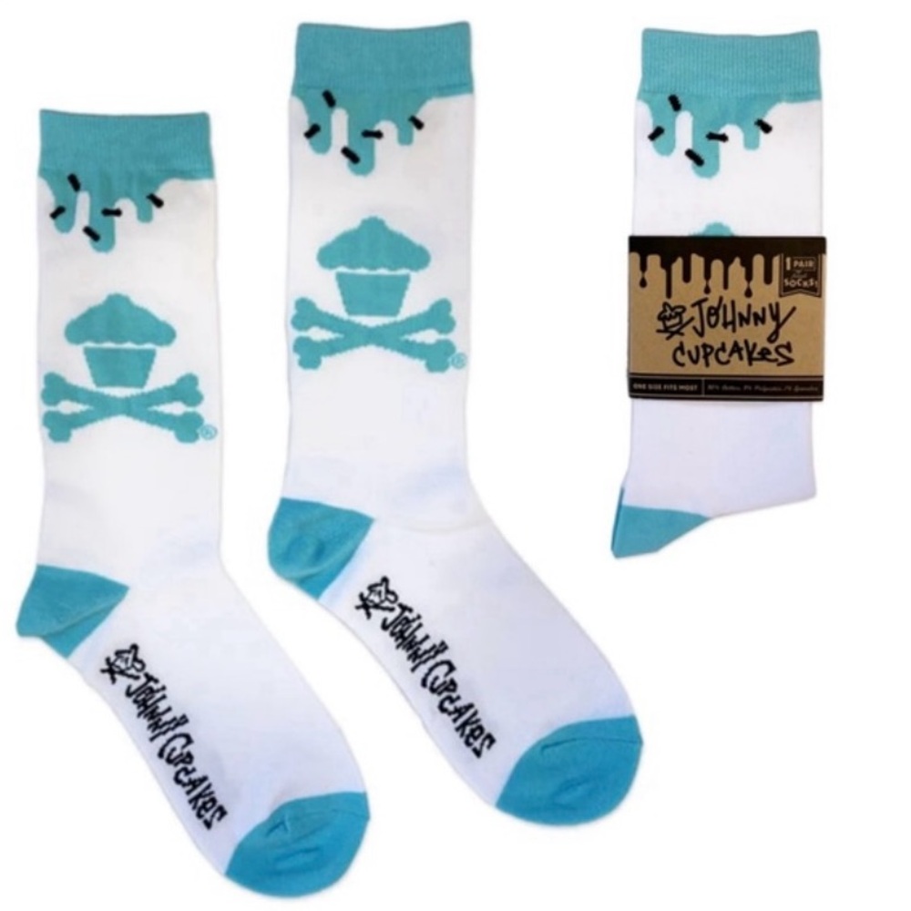 Johnny Cupcakes Socks White Aqua‎ Frosting Drip OS Unisex
